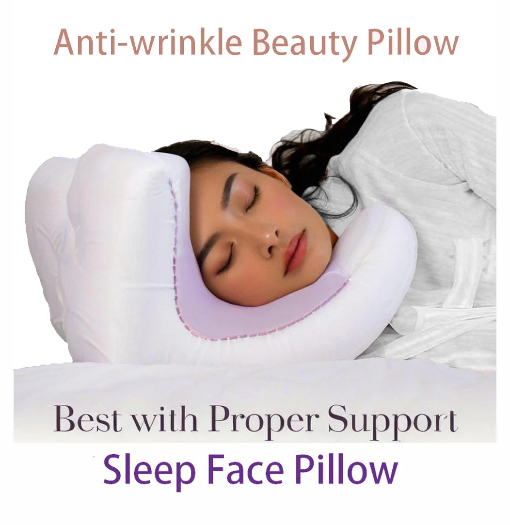 Face Pillow + Free White Satin Pillowcase | Beauty Sleep Anti-Wrinkle Back & Side Sleeping Pillow
