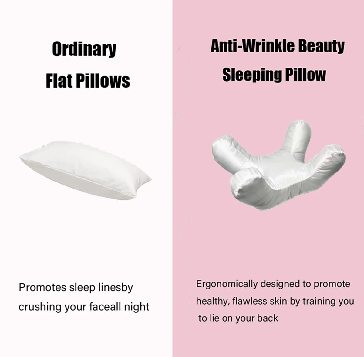 Face Pillow + Free White Satin Pillowcase | Beauty Sleep Anti-Wrinkle Back & Side Sleeping Pillow